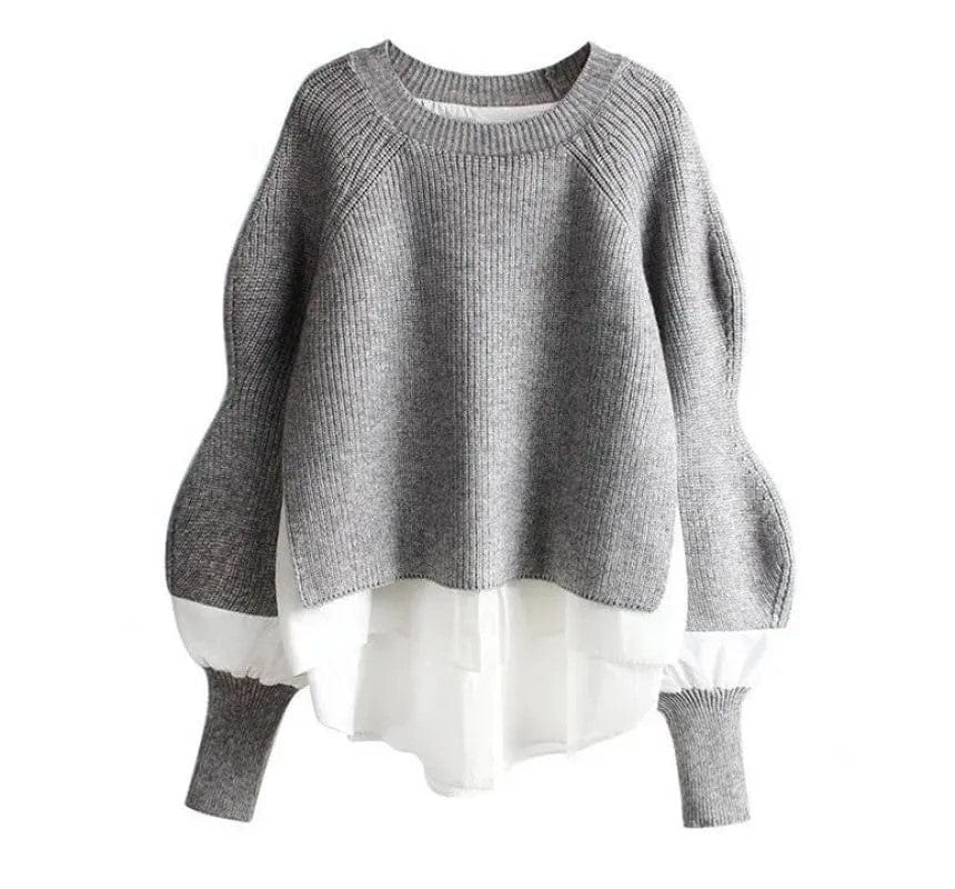 Adair - Strikket sweater med langærmet to-delt overdel esbjerg-modehus Blouses & Shirts