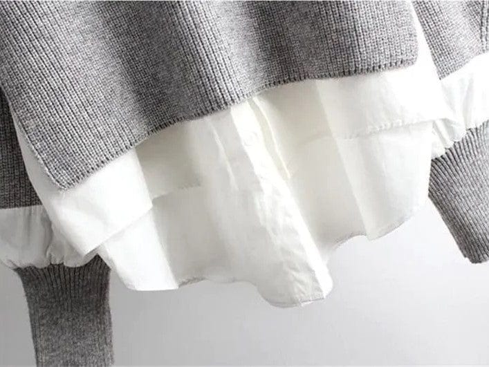 Adair - Strikket sweater med langærmet to-delt overdel esbjerg-modehus Blouses & Shirts