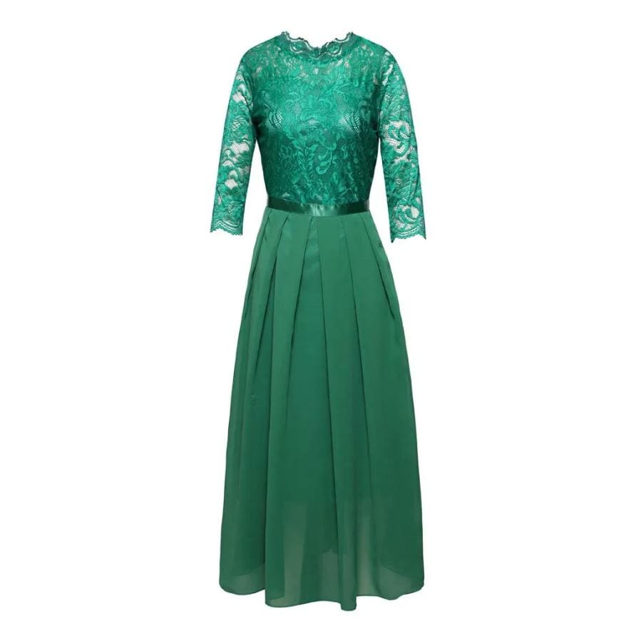 Albertyne- Formelle Brautjungfernkleider, elegante A-Linie mit hoher Taille und 3/4-Ärmeln für Cocktailparty- und Abschlussballkleider esbjerg-modehus Dress