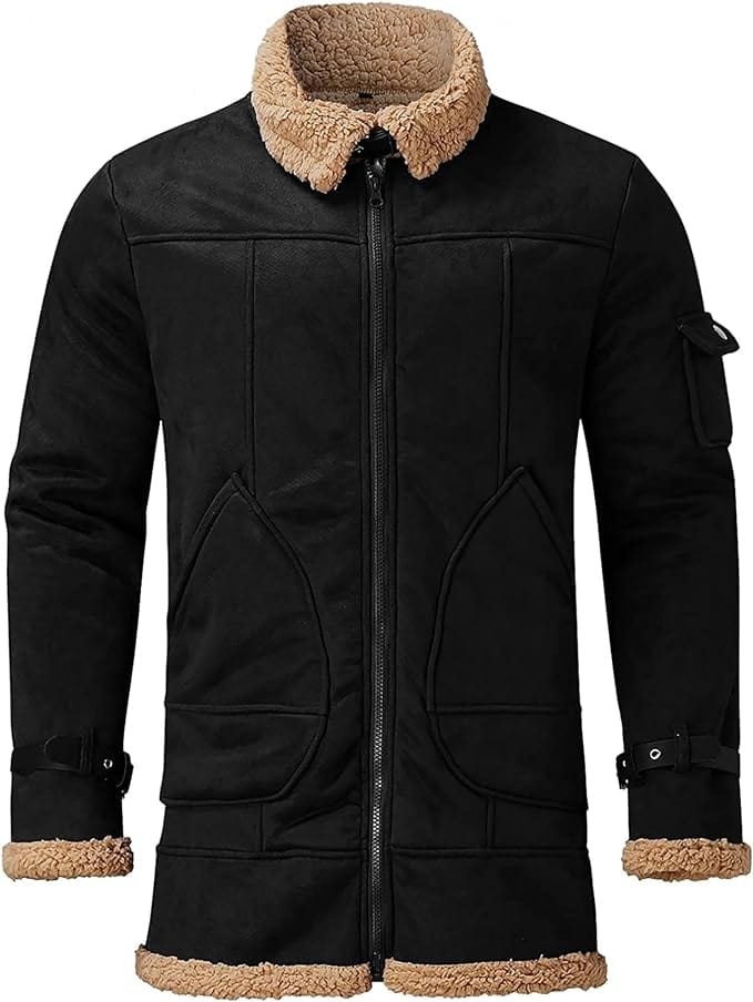 BRAY - Herre varm vinterfrakke med lammepelsfor esbjerg-modehus Coats & Jackets