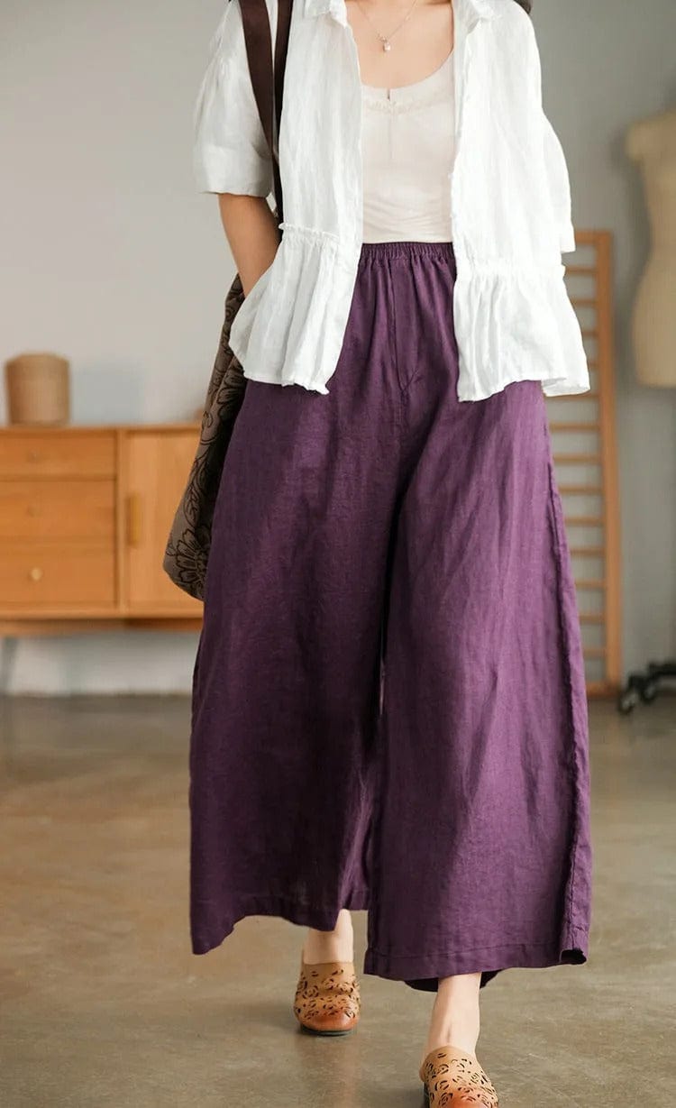 BRIANNA - Weite Hose aus Baumwolle und Leinen esbjerg-modehus Pants