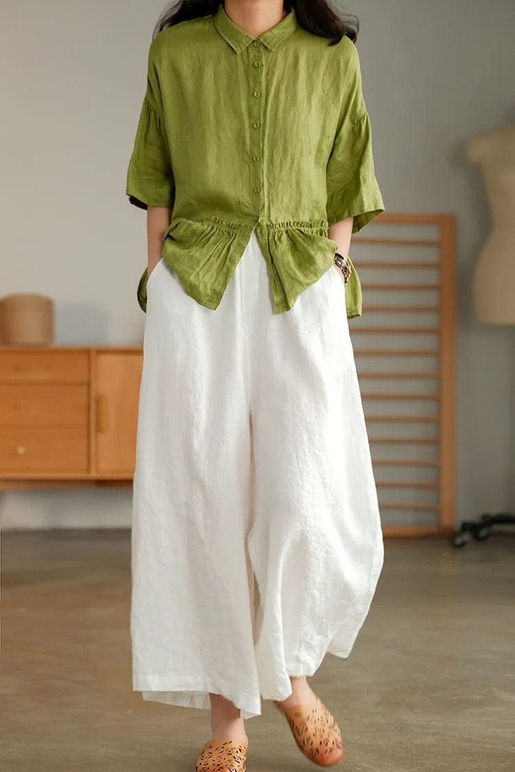 BRIANNA - Weite Hose aus Baumwolle und Leinen esbjerg-modehus Pants