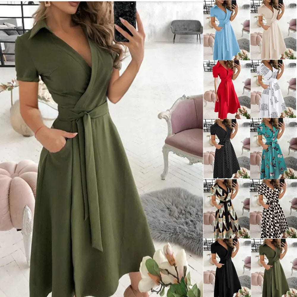 CRISEL - Langes Kleid mit lässigem Umlegekragen und Gürtel esbjerg-modehus Casual Dresses