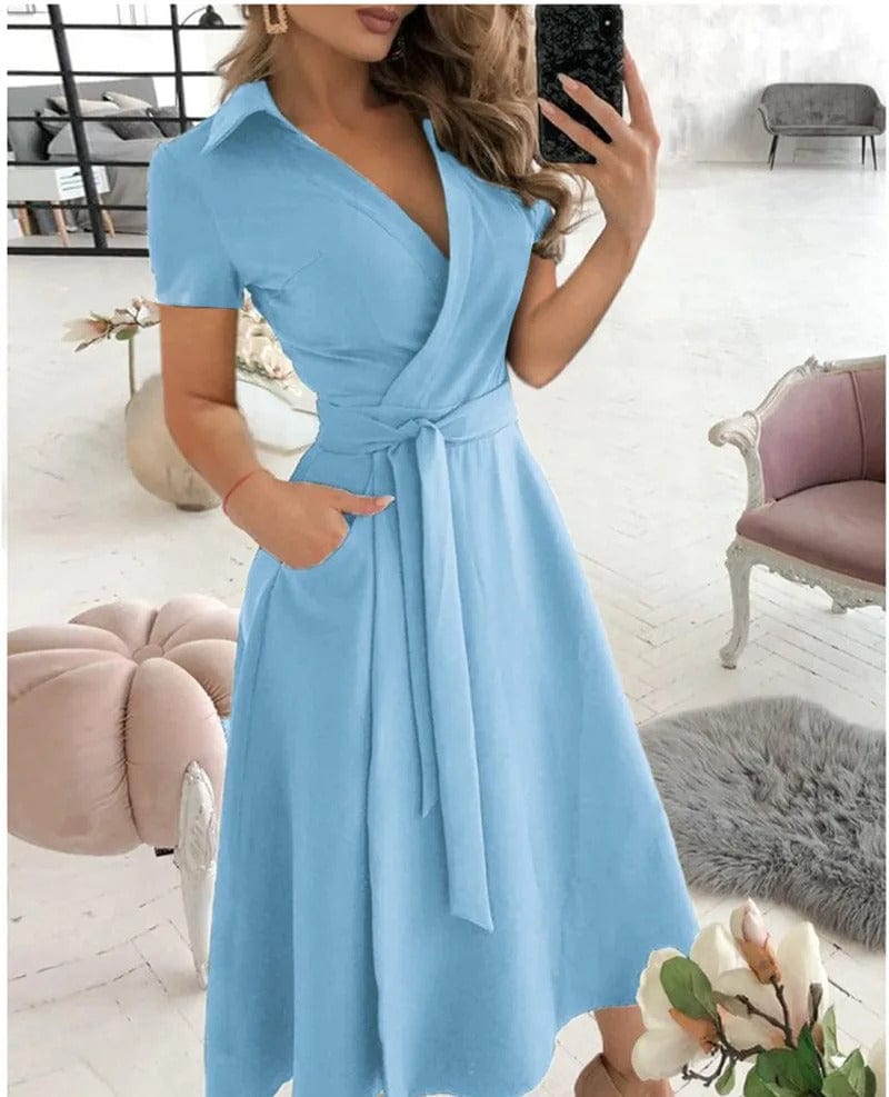 CRISEL - Langes Kleid mit lässigem Umlegekragen und Gürtel esbjerg-modehus Casual Dresses