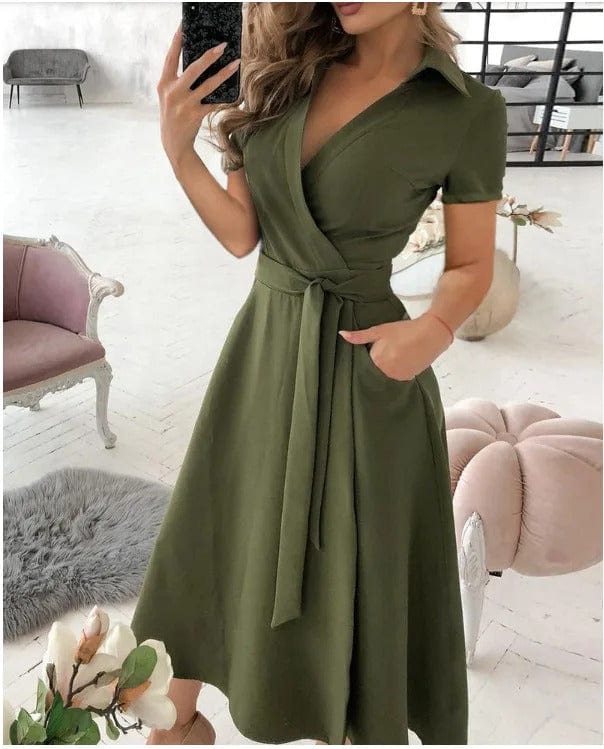 CRISEL - Langes Kleid mit lässigem Umlegekragen und Gürtel esbjerg-modehus Casual Dresses