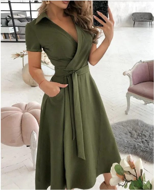 CRISEL - Langes Kleid mit lässigem Umlegekragen und Gürtel esbjerg-modehus Casual Dresses