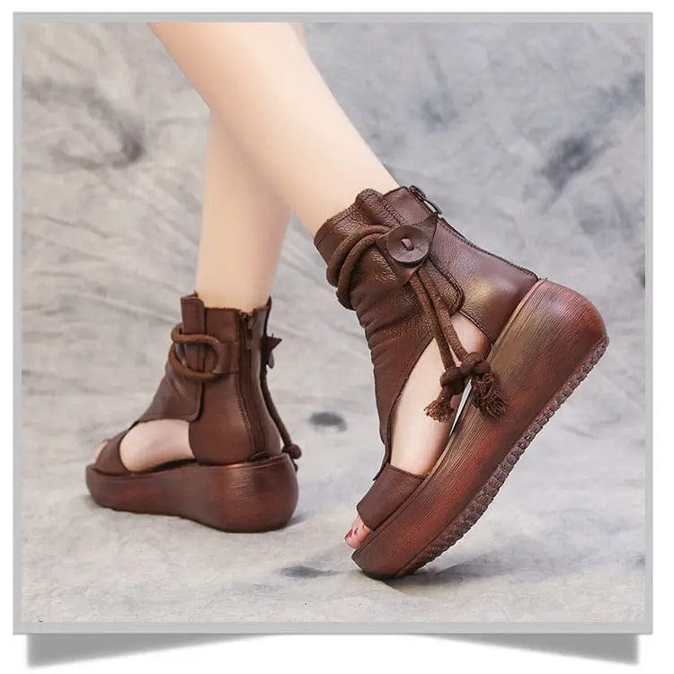 HELGA - High-Top-Absatzschuhe, Sandalen aus weichem Leder mit dickem Boden esbjerg-modehus Shoes