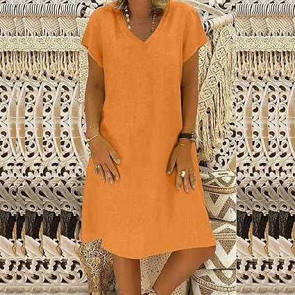 INGRID - V-Ausschnitt Strand Midi Kleider esbjerg-modehus Casual Dresses