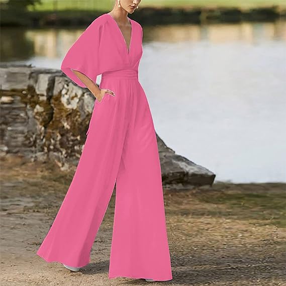 KAREN- Eleganter V-Ausschnitt Jumpsuit esbjerg-modehus Jumpsuits