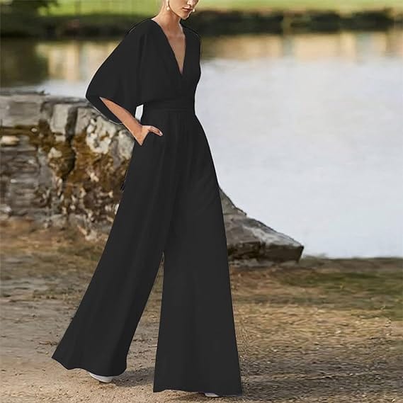 KAREN- Eleganter V-Ausschnitt Jumpsuit esbjerg-modehus Jumpsuits