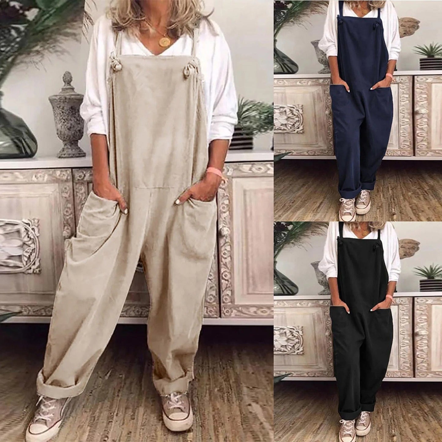 MOIRA - Overall Jumpsuit aus locker gebundener Baumwolle und Leinen esbjerg-modehus Jumpsuits