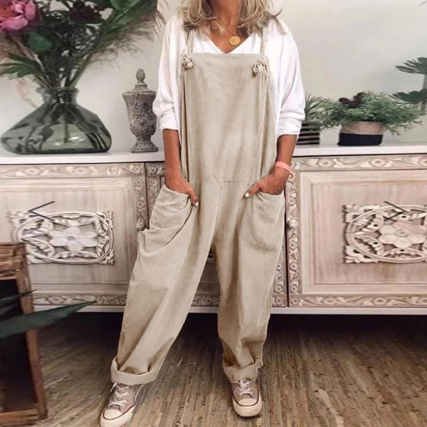 MOIRA - Overall Jumpsuit aus locker gebundener Baumwolle und Leinen esbjerg-modehus Jumpsuits