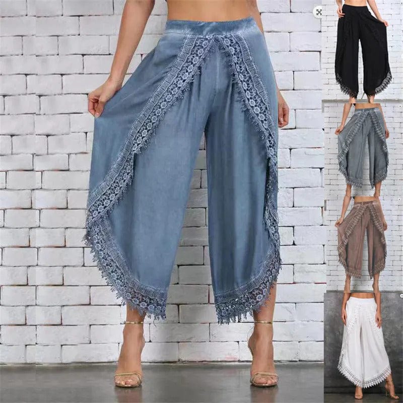 RINA - Monochrome brede blondebukser esbjerg-modehus Pants