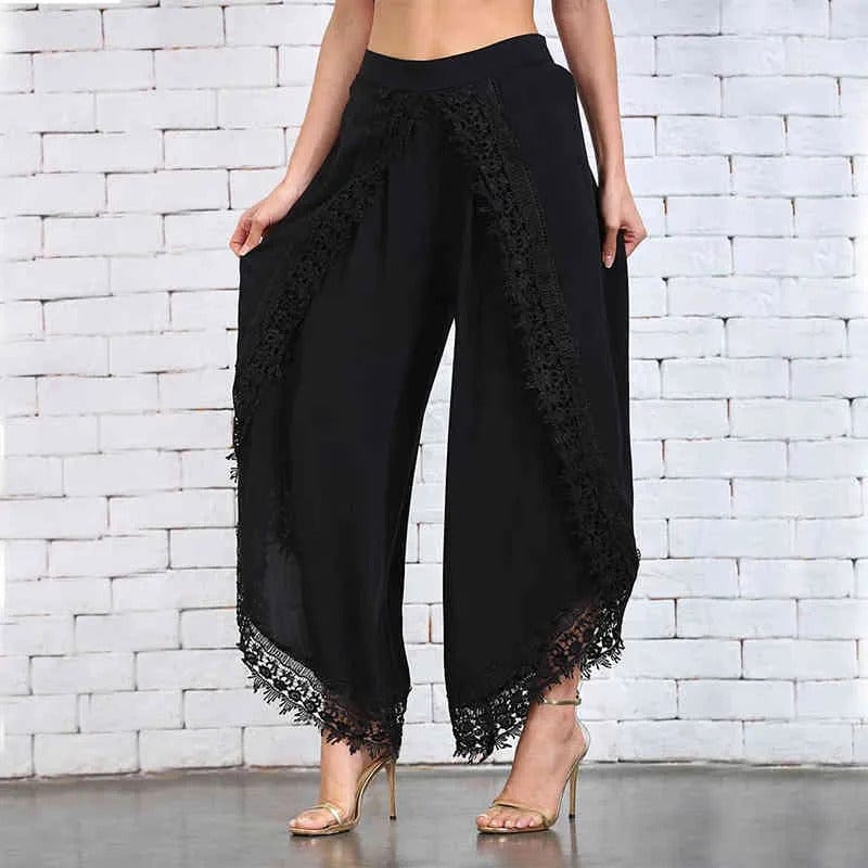 RINA - Monochrome weite Spitzenhosen esbjerg-modehus Pants