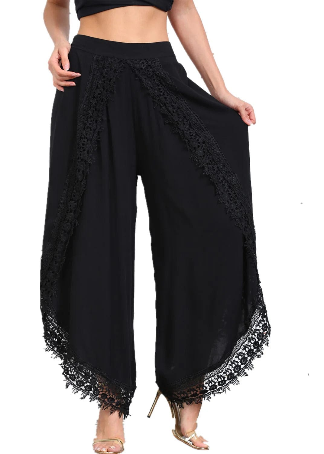 RINA - Monochrome weite Spitzenhosen esbjerg-modehus Pants