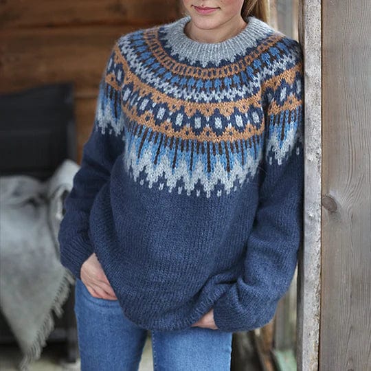 Vintage Fairman Island Jacquard-pullover med kontrasterende paneler esbjerg-modehus