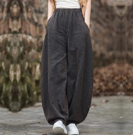 Warda - Bomuld-linned Baggy Cargo Bukser esbjerg-modehus Pants