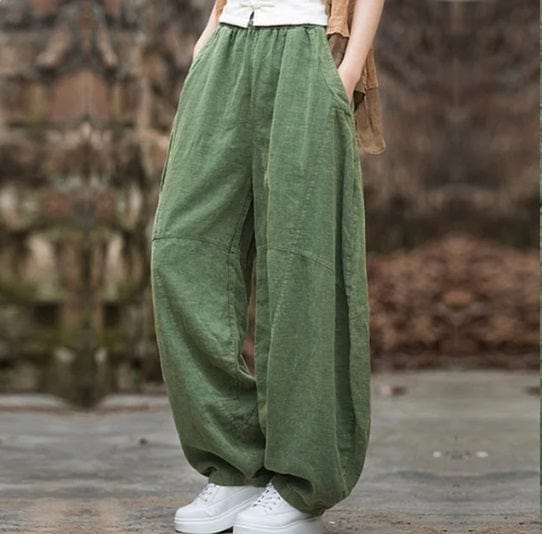 Warda - Bomuld-linned Baggy Cargo Bukser esbjerg-modehus Pants