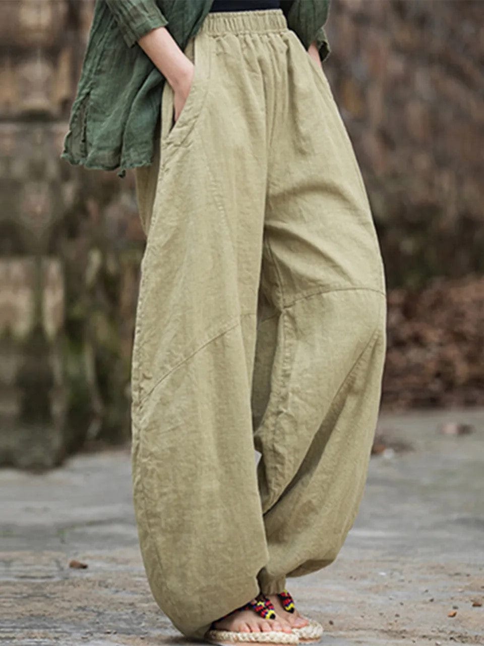 Warda - Bomuld-linned Baggy Cargo Bukser esbjerg-modehus Pants